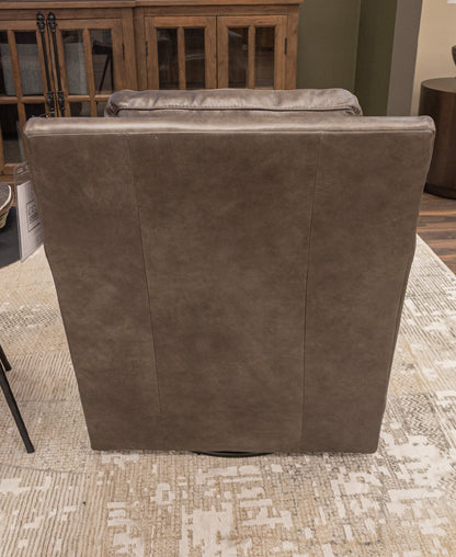 Topeka 29" Slope Arm Top Grain Leather Swivel Club Chair -  Skipping Stone + Nickel