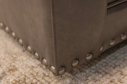 Topeka 29" Slope Arm Top Grain Leather Swivel Club Chair -  Skipping Stone + Nickel