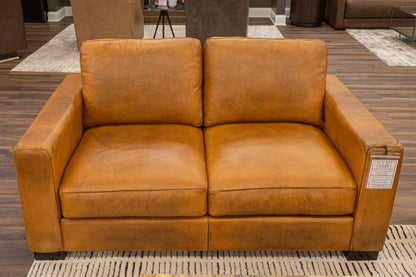 Norton 64" Top Grain Leather 2 Cushion Loveseat - Diva Mustang