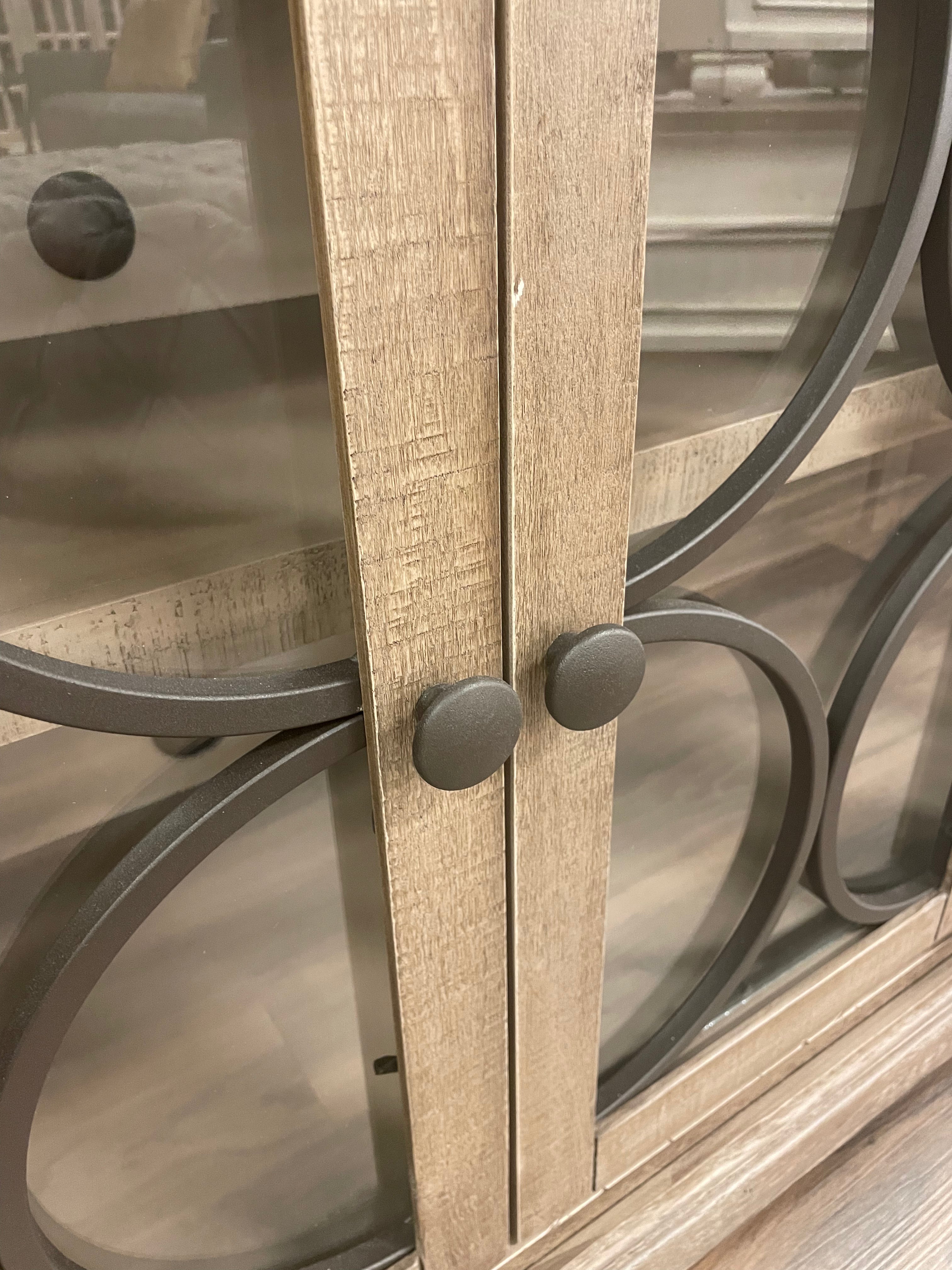 Branson 74" Glass Front Sideboard - Brown Wash