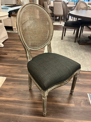 Hartwell Oval Mesh Back Dining Chair - Charcoal + Driftwood