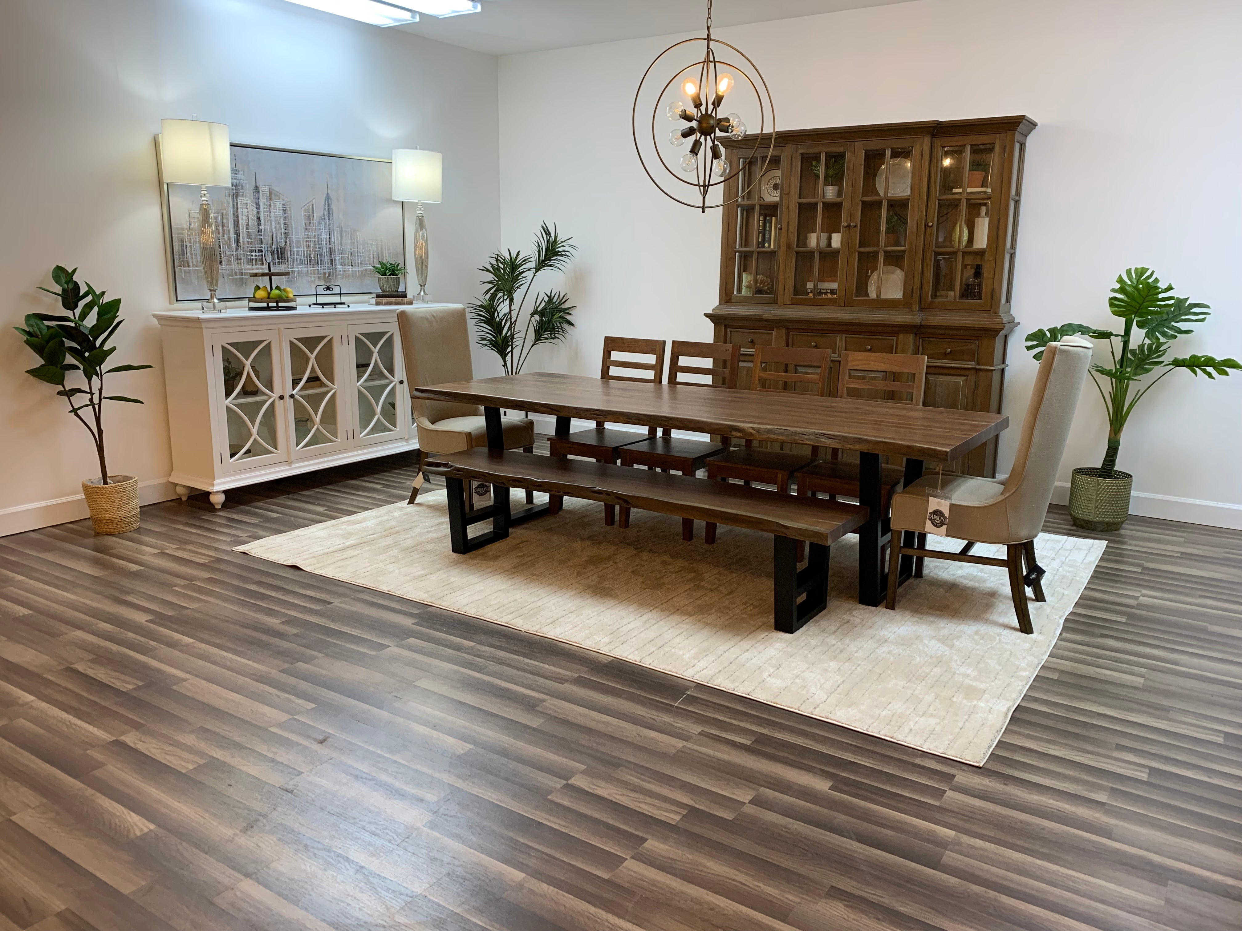 Malcolm Acacia 108" Live Edge Dining Table - Natural + Gray