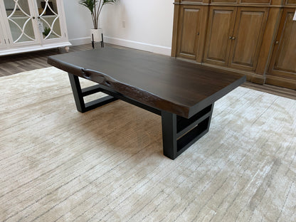 Malcolm Acacia 52" Live Edge Coffee Table - Natural + Black