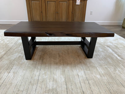 Malcolm Acacia 52" Live Edge Coffee Table - Natural + Black