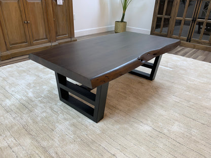 Malcolm Acacia 52" Live Edge Coffee Table - Natural + Black