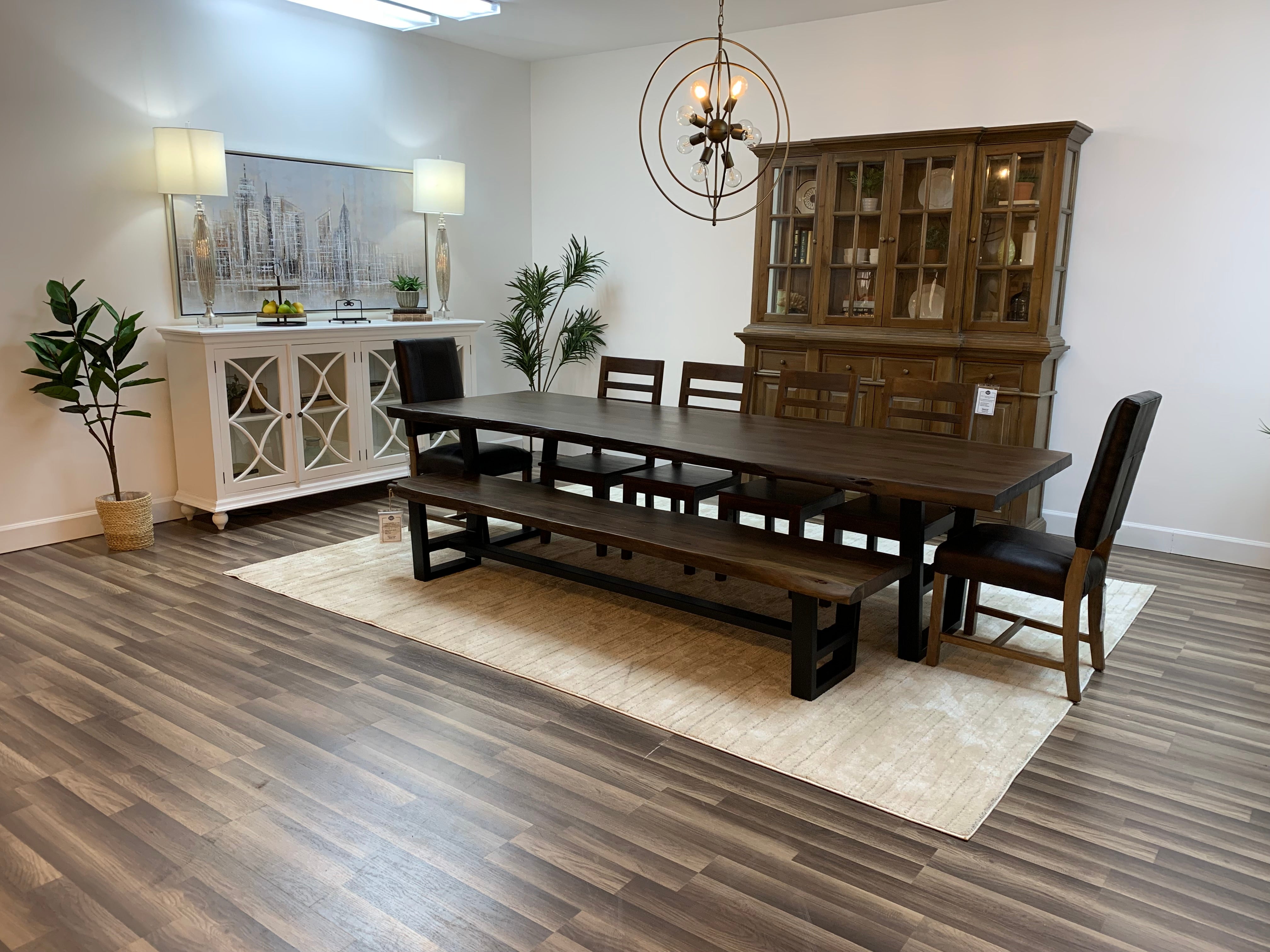 Malcolm Acacia 120" Live Edge Dining Table - Natural + Black