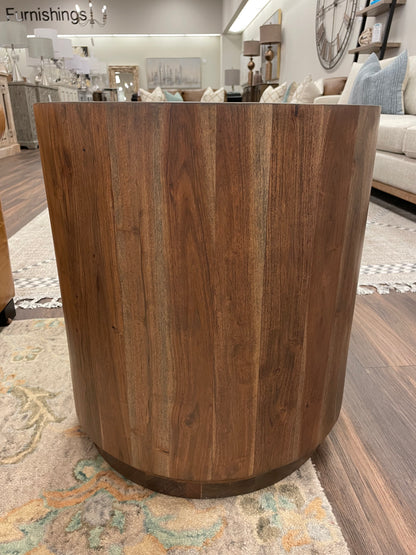 Malcolm Acacia 20" Round End Table - Natural + Gray