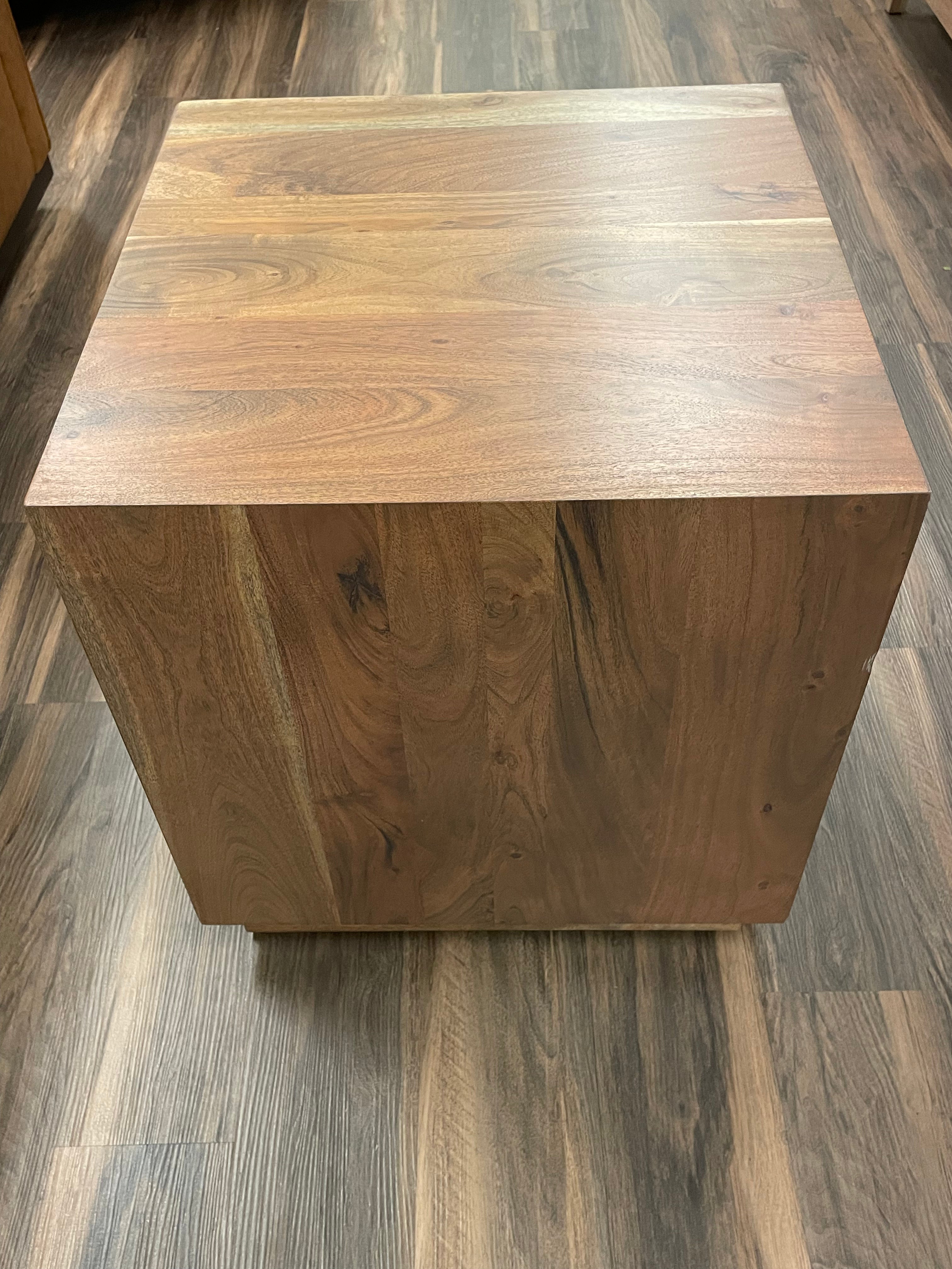 Malcolm Acacia 20" Square End Table - Natural + Gray