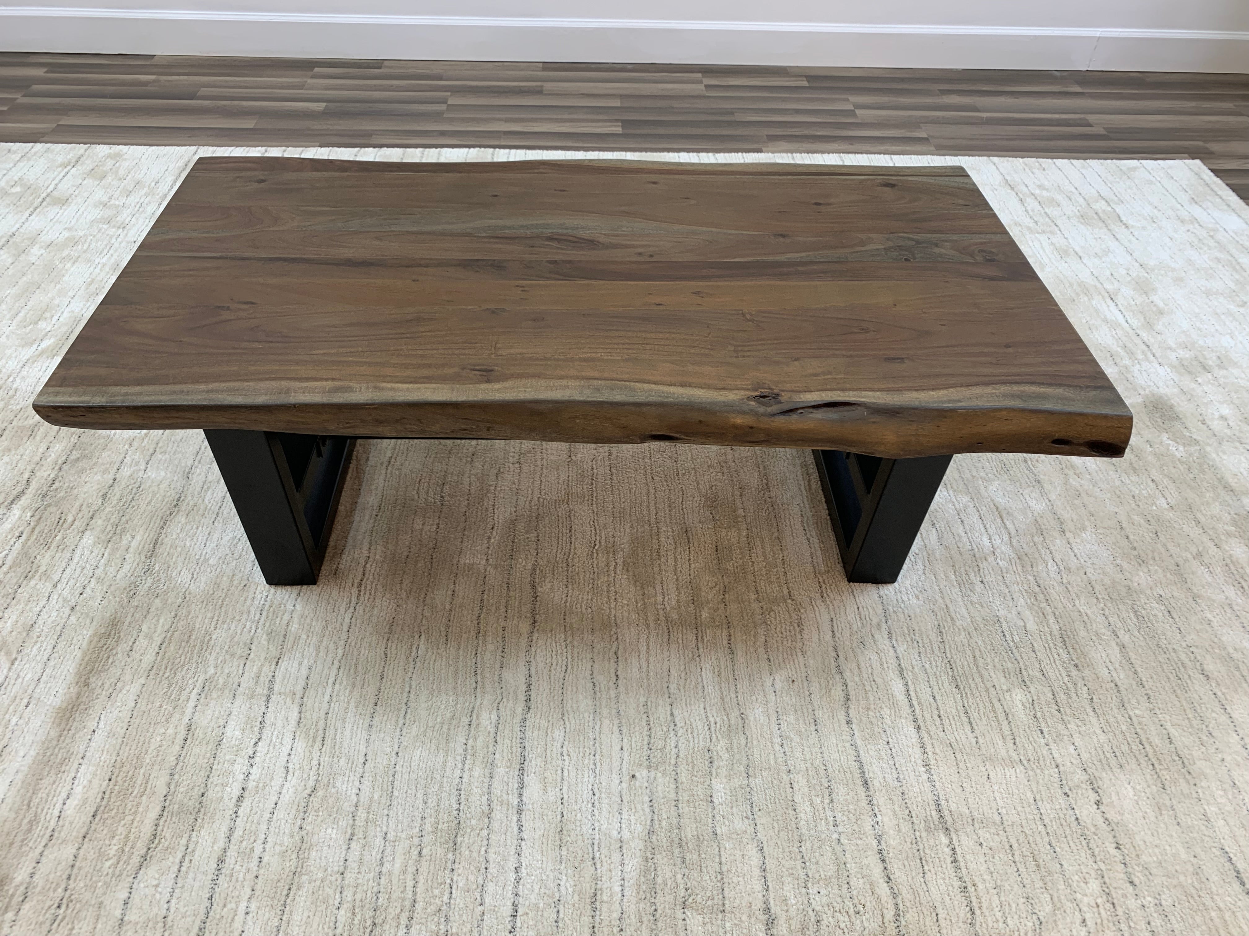 Malcolm Acacia 52" Live Edge Coffee Table - Natural + Smoke