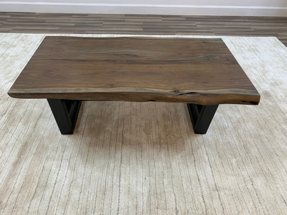 Malcolm Acacia 52" Live Edge Coffee Table - Natural + Smoke