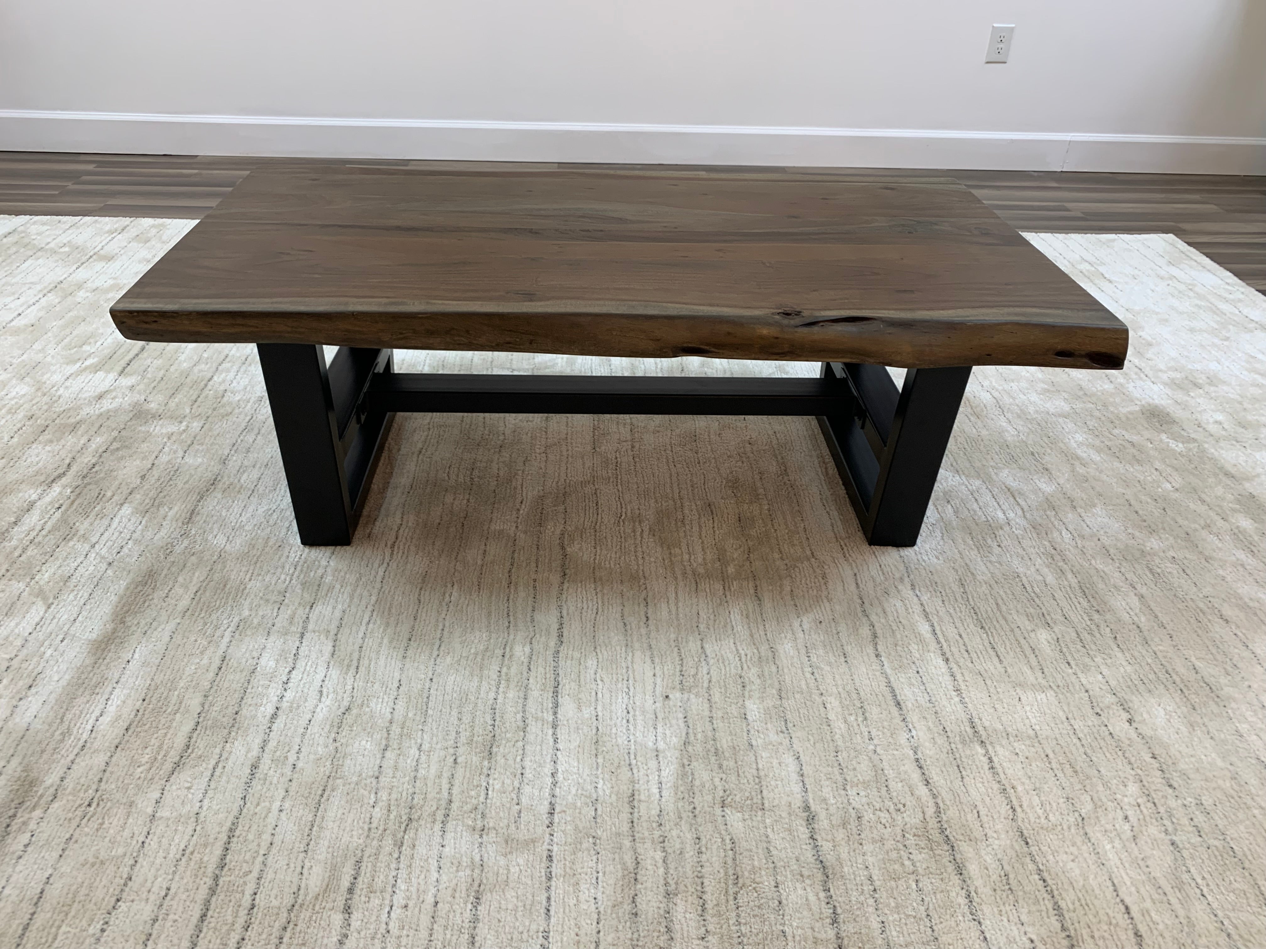 Malcolm Acacia 52" Live Edge Coffee Table - Natural + Smoke