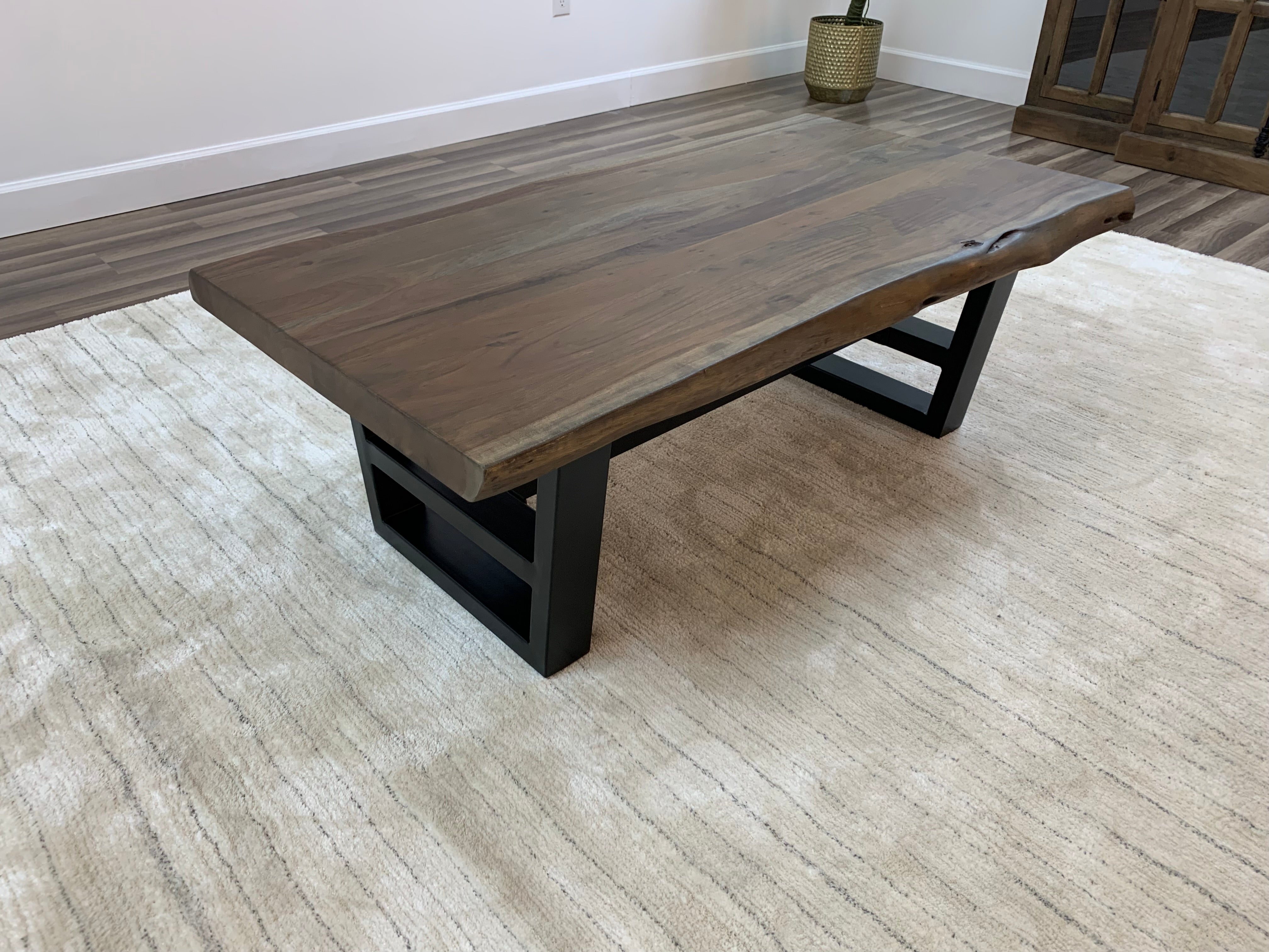 Malcolm Acacia 52" Live Edge Coffee Table - Natural + Smoke