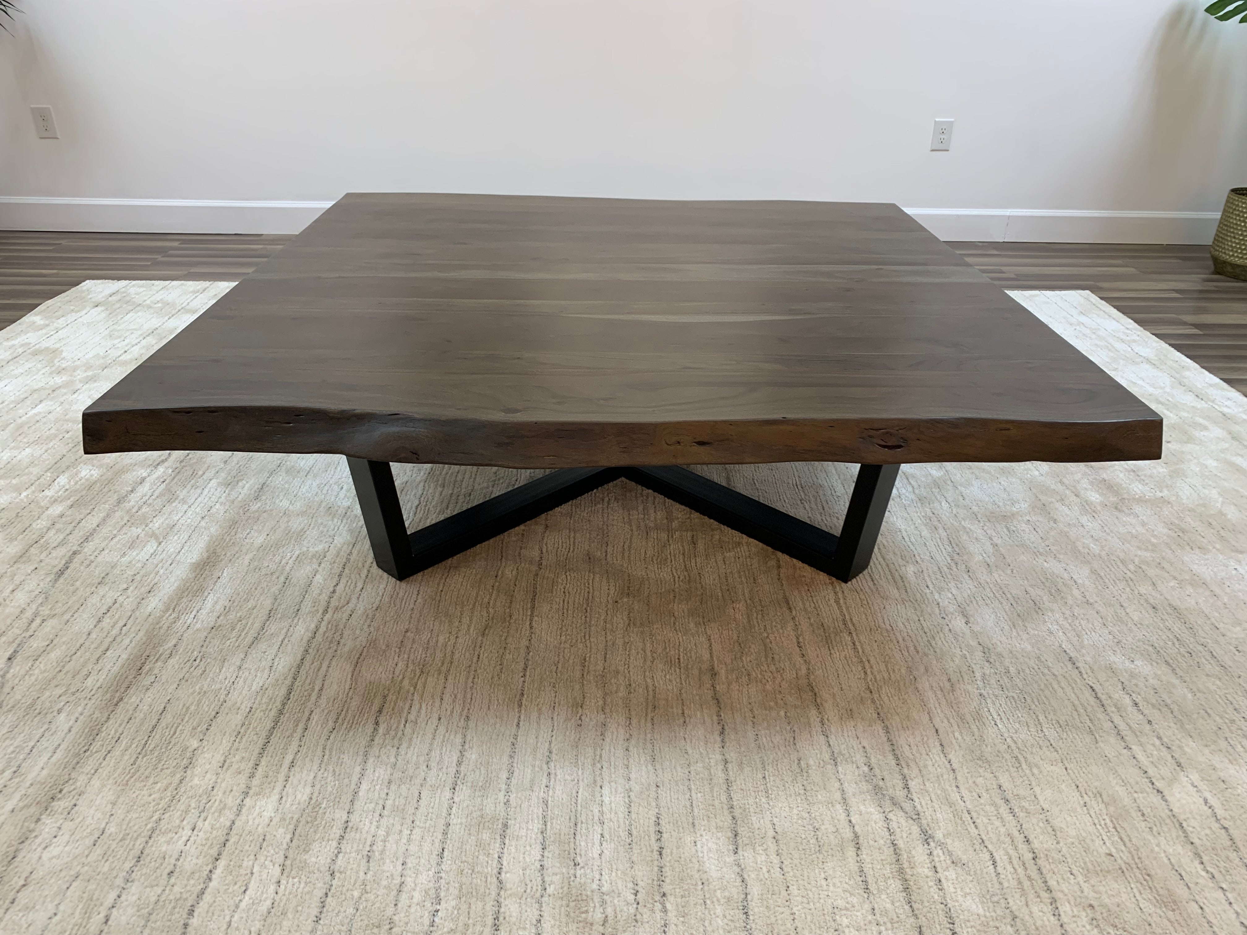 Malcolm Acacia 60" Square Live Edge Coffee Table - Natural + Smoke