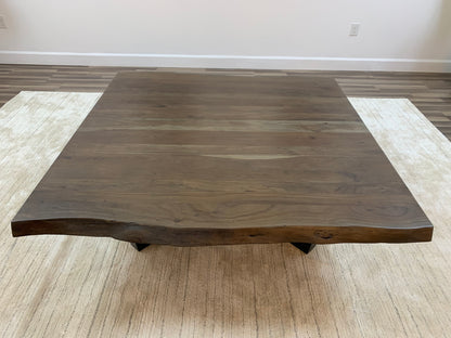 Malcolm Acacia 60" Square Live Edge Coffee Table - Natural + Smoke