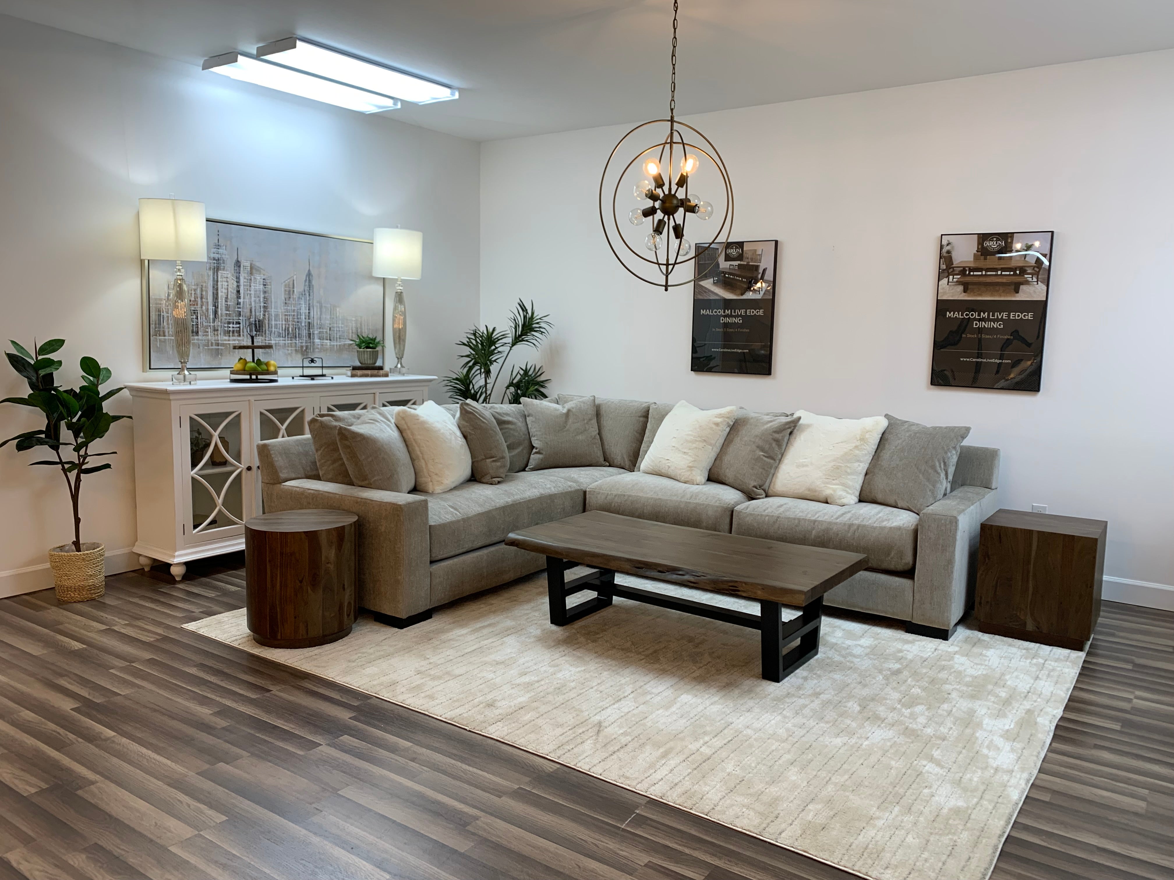 Roxanne Quick Ship 132" x 102" 5 Cushion Sectional - Dove