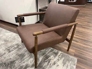 Micha 30" Top Grain Leather Occasional Chair - Brickhouse Brown + Ash