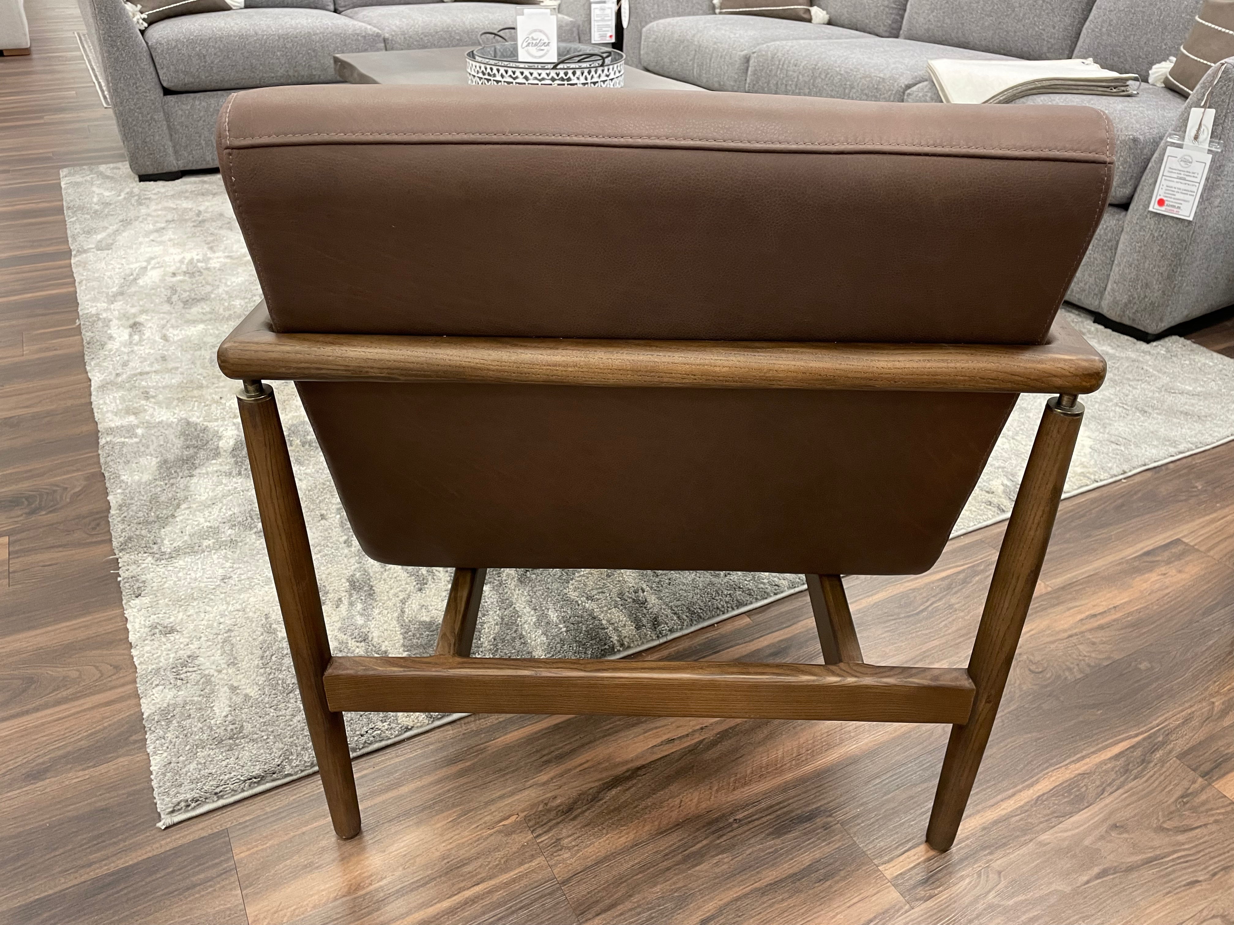 Micha 30" Top Grain Leather Occasional Chair - Brickhouse Brown + Ash