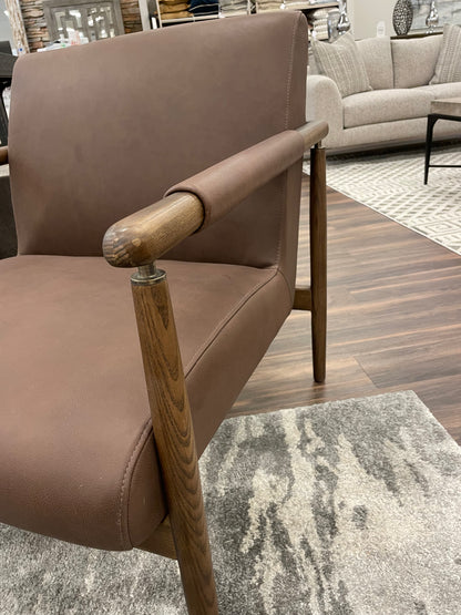 Micha 30" Top Grain Leather Occasional Chair - Brickhouse Brown + Ash