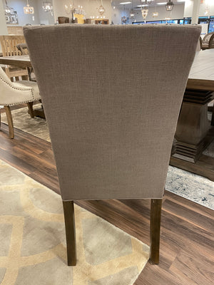 Winchester Upholstered Dining Chair - Taupe Linen + Dark Teak