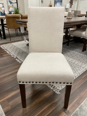 Winchester 21" Upholstered Dining Chair - Flax Linen + Walnut