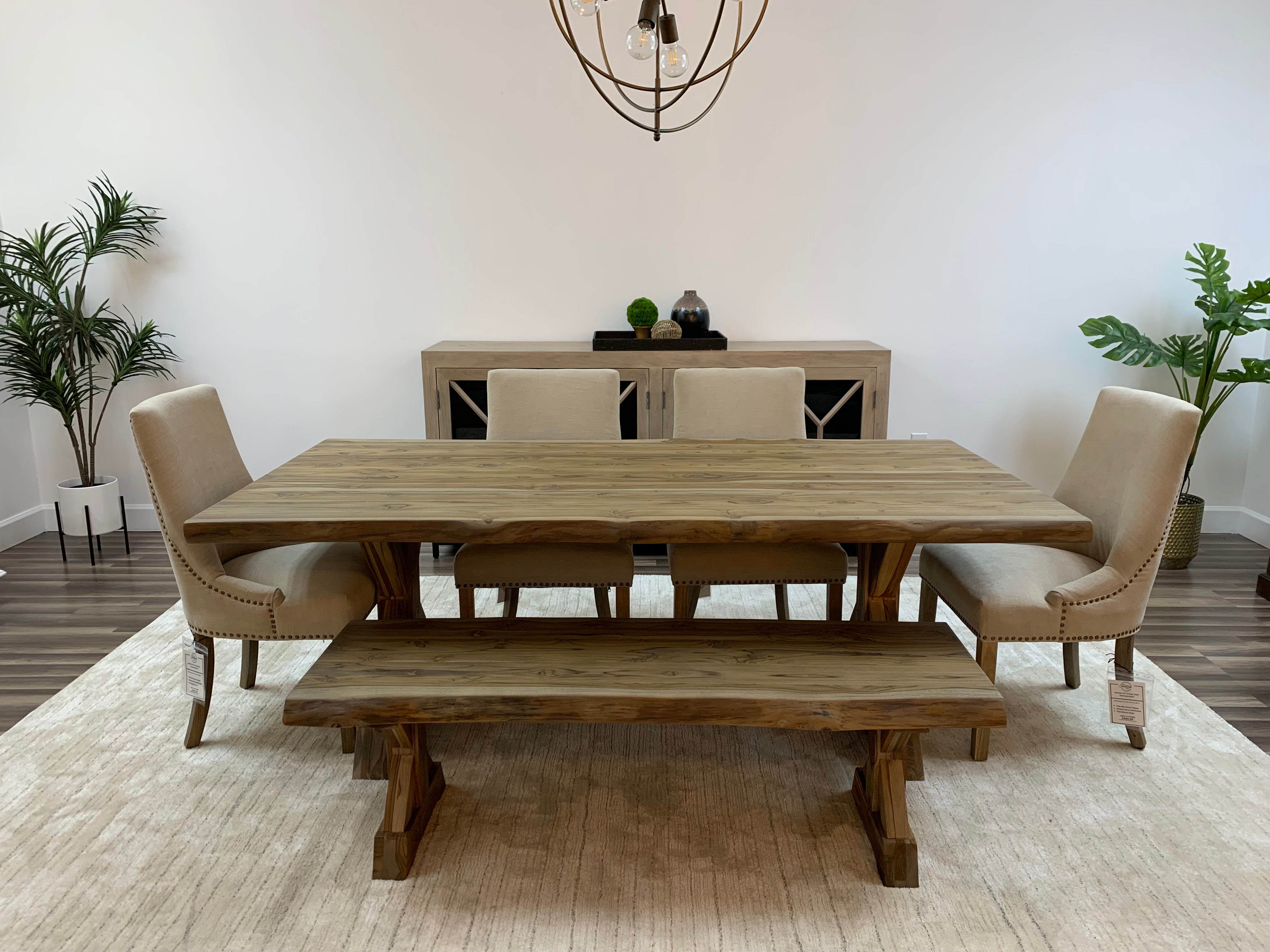 Bartholomew 84" Teak Live Edge Dining Table - Natural