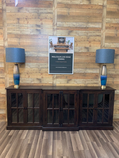 Billings 100" Breakfront 6 Door Sideboard - Natural + Black