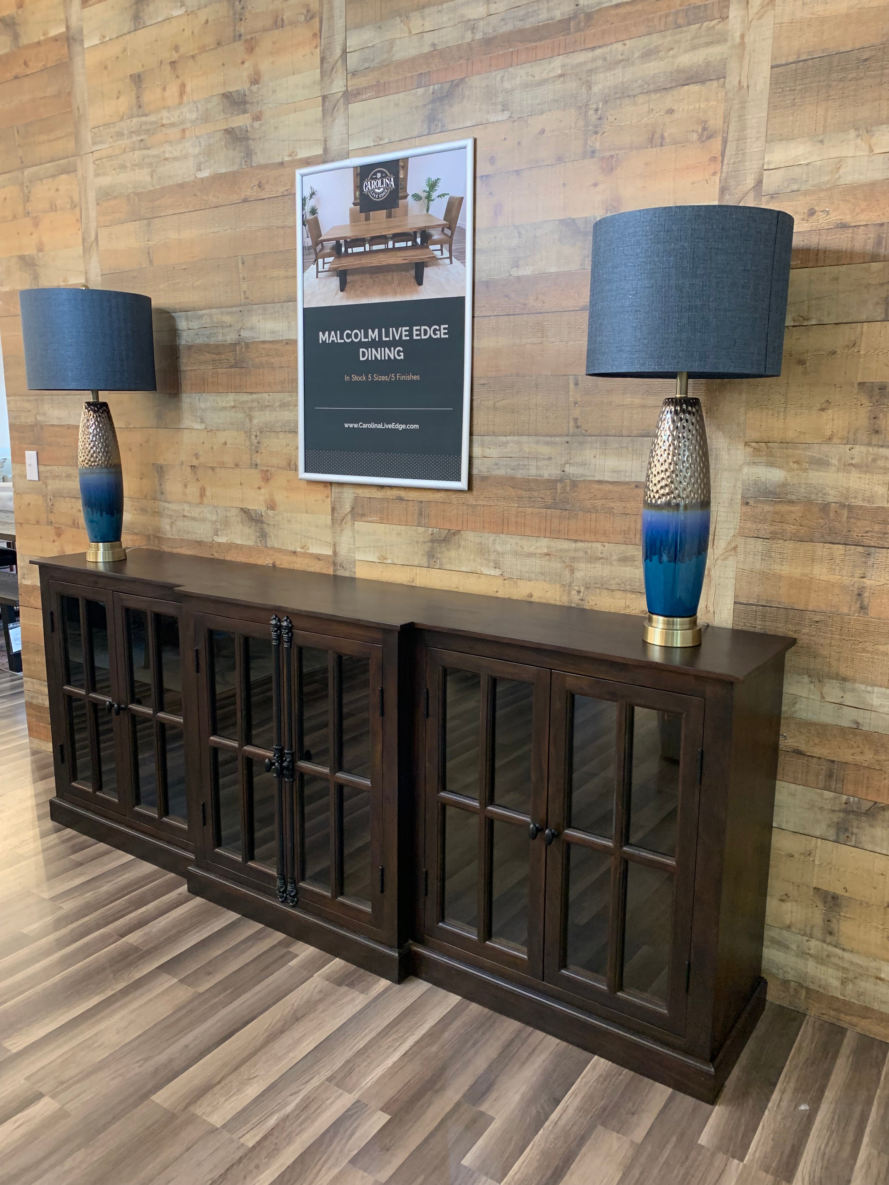 Billings 100" Breakfront 6 Door Sideboard - Natural + Black