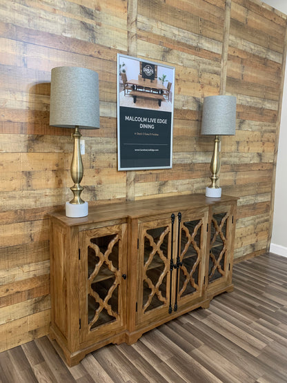 Charlene 72" Acacia 4 Door Breakfront Sideboard - Natural