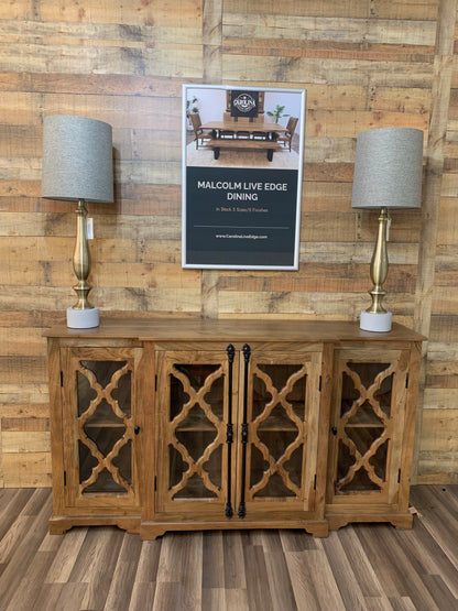 Charlene 72" Acacia 4 Door Breakfront Sideboard - Natural