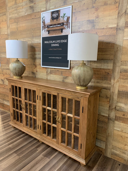 Anton 72" 4 Door Glass Front Sideboard - Natural