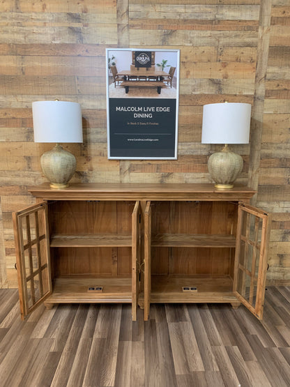 Anton 72" 4 Door Glass Front Sideboard - Natural