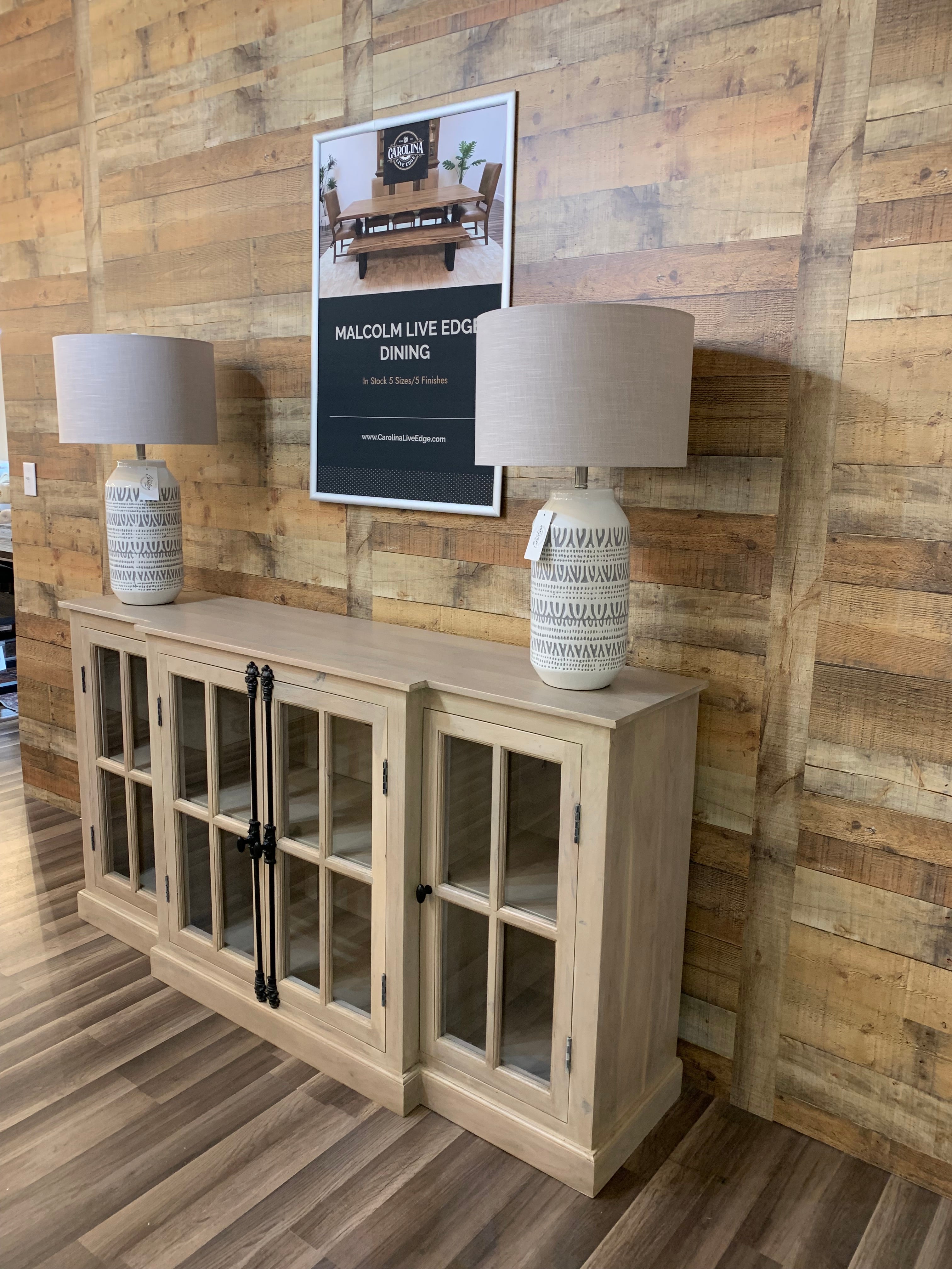 Billings 72" Acacia Breakfront 4 Door Sideboard - New White Wash