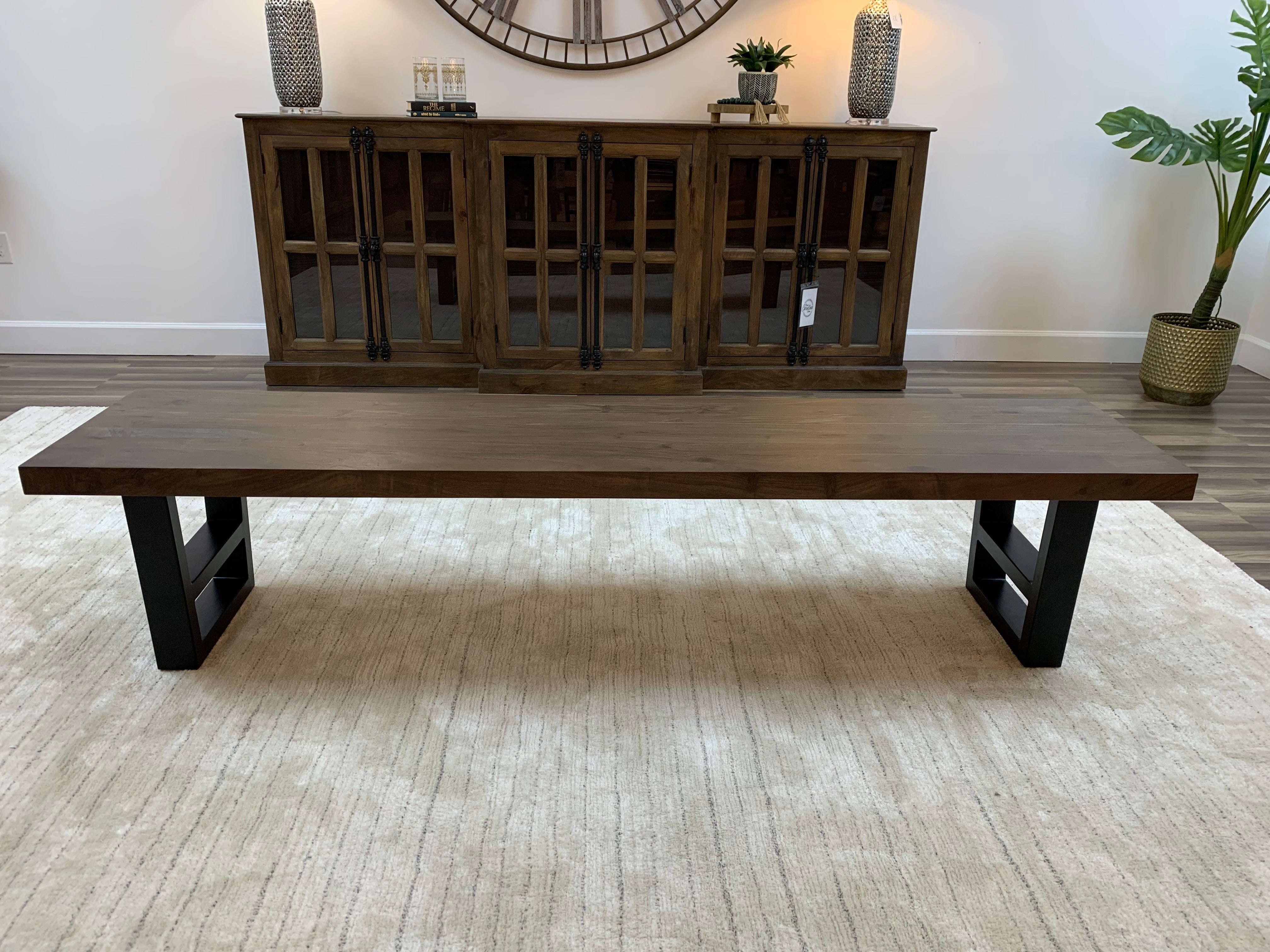 Maxwell 84" Acacia Dining Bench - Natural + Smoke