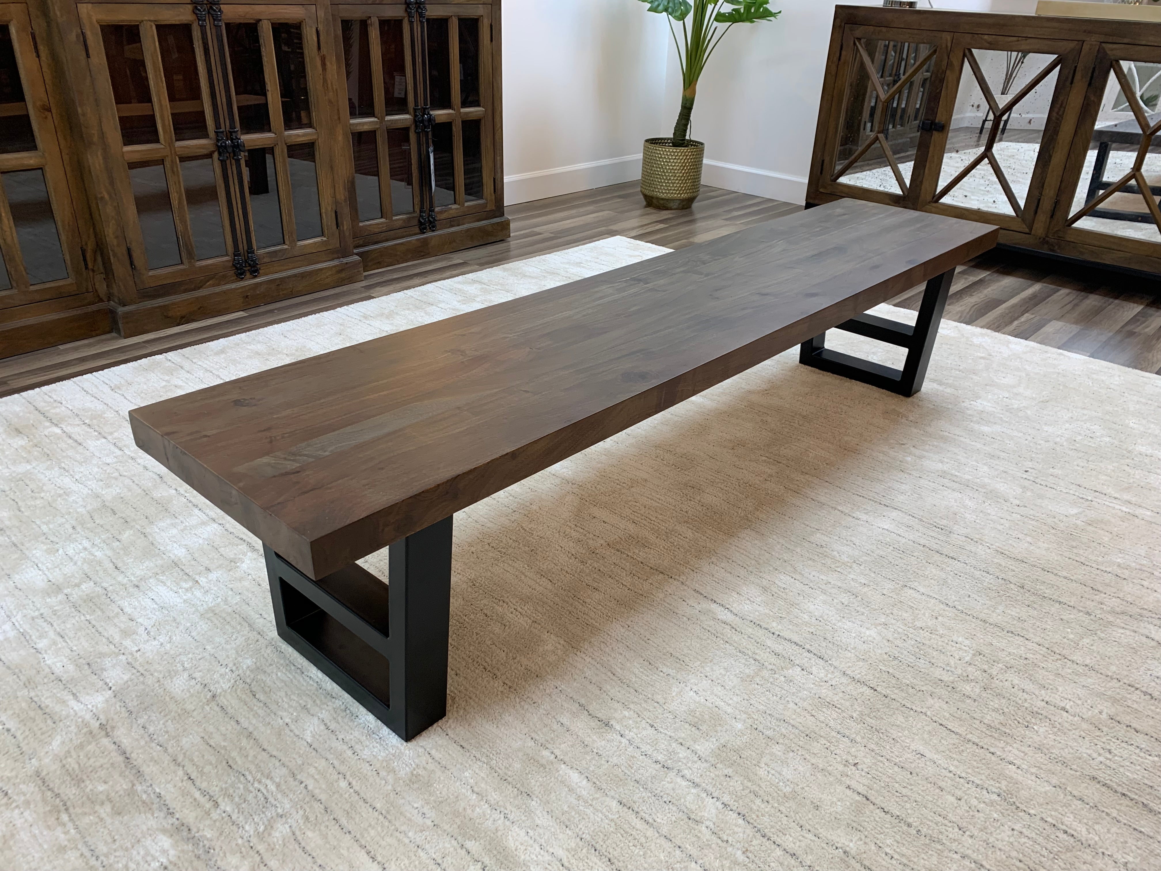 Maxwell 84" Acacia Dining Bench - Natural + Smoke