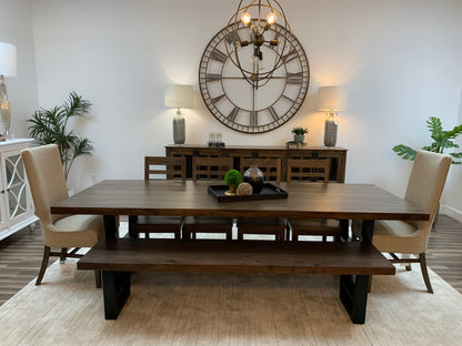 Maxwell Acacia 108" Dining Table - Natural + Smoke