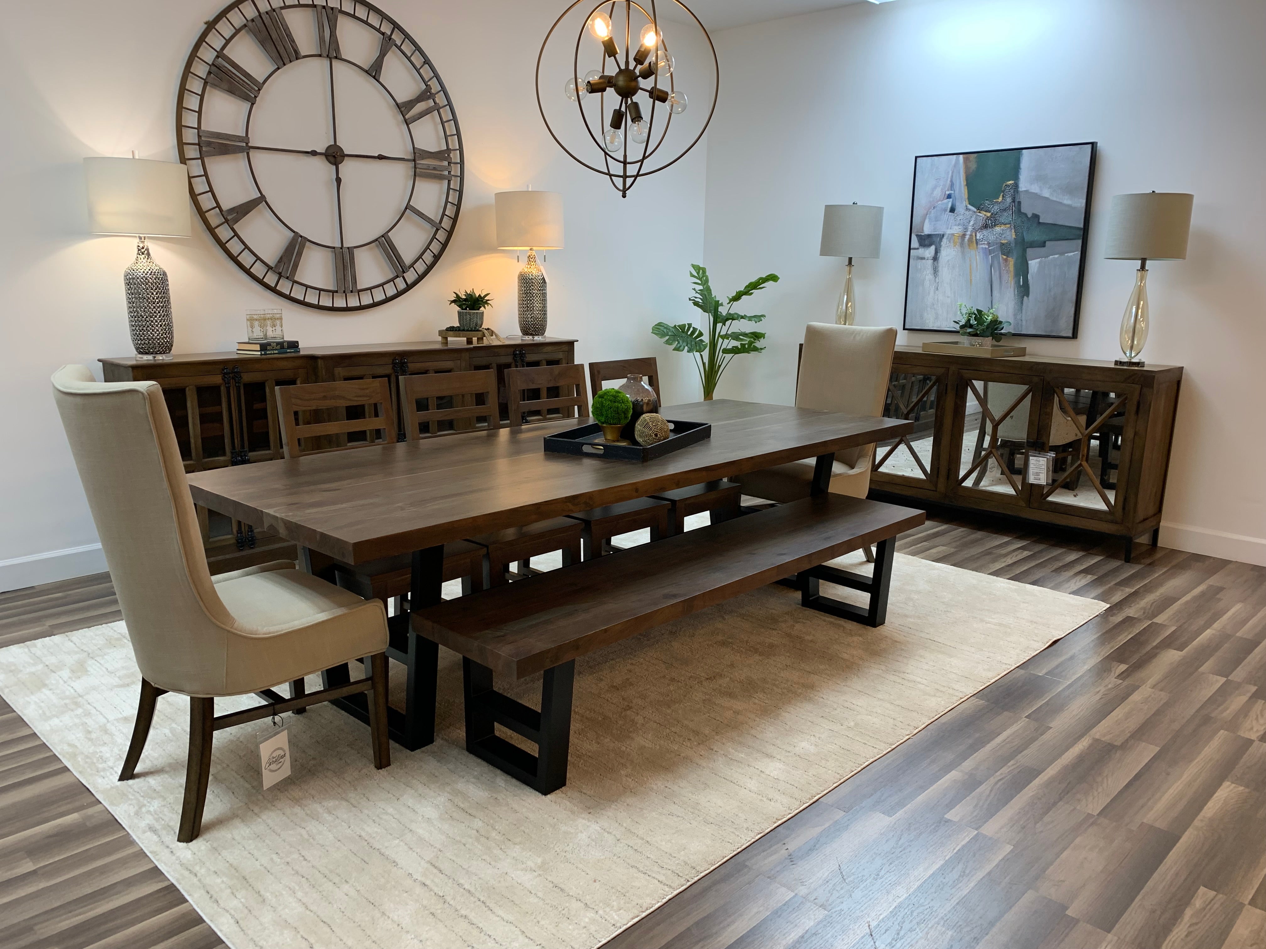 Maxwell Acacia 108" Dining Table - Natural + Smoke