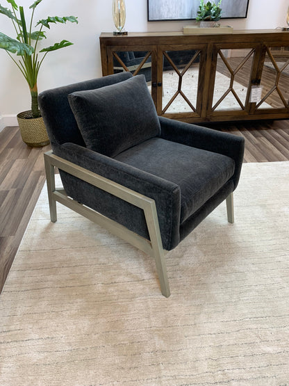 Bailey Express Ship 30" Occasional Chair - Raven Velvet + Driftwood