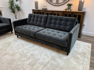 Josh Express Ship Tufted 85" Sofa - Raven Velvet