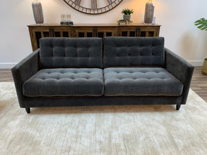 Josh Express Ship Tufted 85" Sofa - Raven Velvet