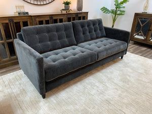 Josh Express Ship Tufted 85" Sofa - Raven Velvet