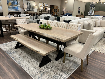 Malcolm Acacia 108' Live Edge Dining Table - New White Wash
