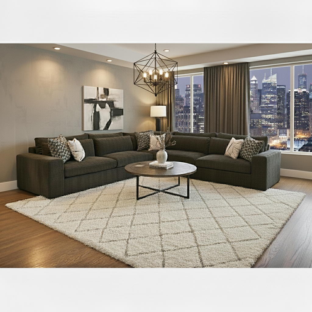 Everette Luxe Express Ship 141" x 137" 5 Cushion Trillium Sectional + Kidney Pillow - Performance Dark Truffle