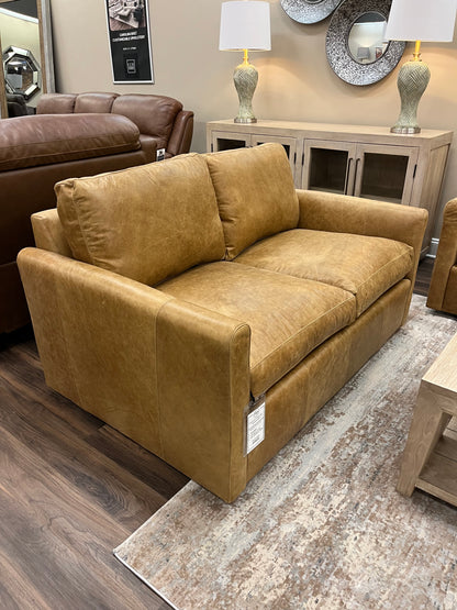 Bronson 61" Small Track Arm 2 Cushion Top Grain Leather Loveseat - Bermuda Camel