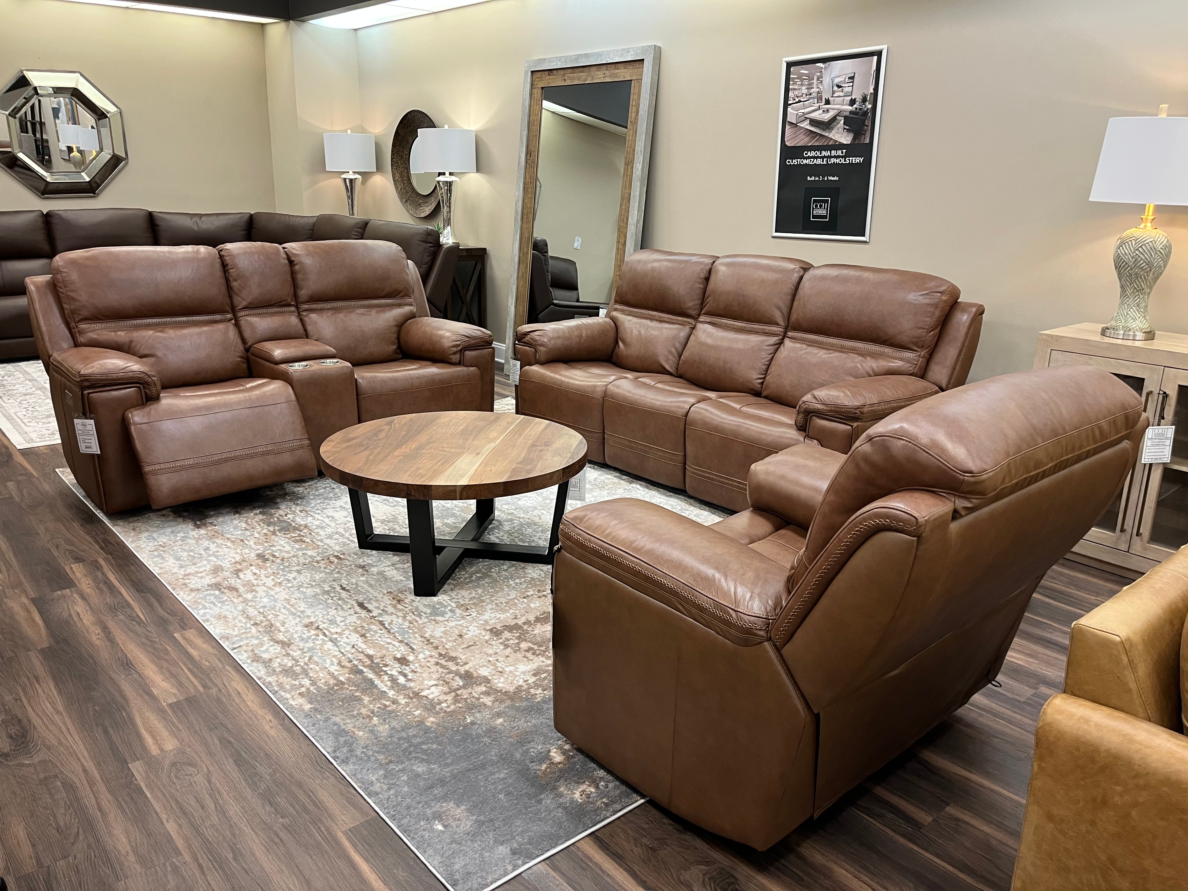 Christian 89" Top Grain Leather Power Motion Reclining Sofa - Acorn