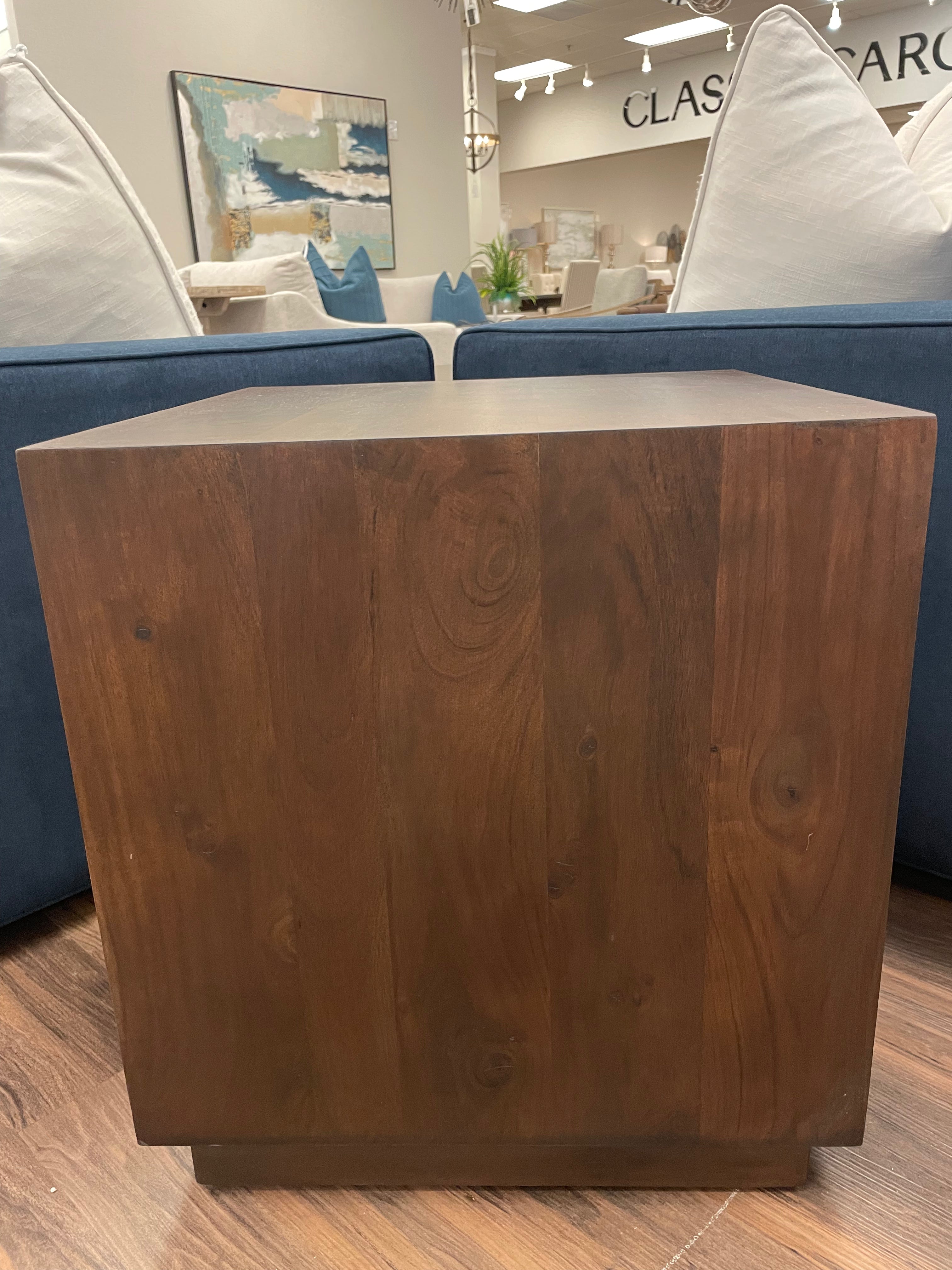 Malcolm Acacia 20" Square End Table - Natural + Black