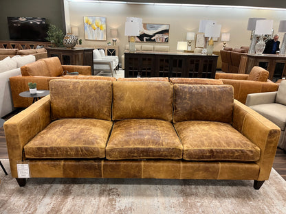 Colton 95" 3 Cushion Top Grain Leather Sofa - Preserve Sunflower
