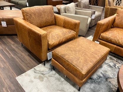 Dallas 39" Top Grain Leather Chair - Hollis Tobacco + Antique