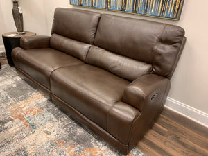 Stanfield 88" Top Grain Leather Dual Power Motion 2 Cushion Sofa - Coffee