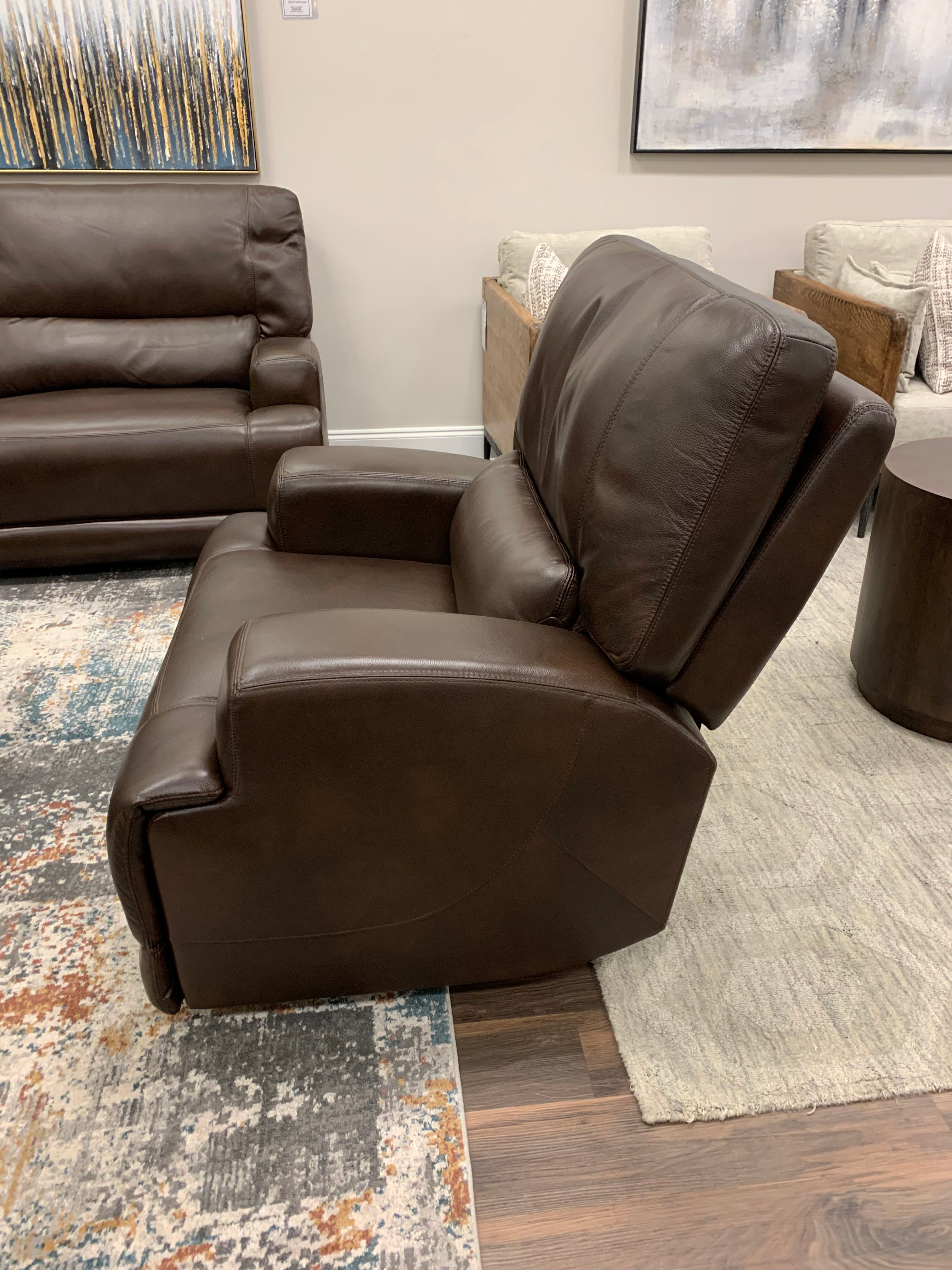 Stanfield 41" Top Grain Leather Power Motion Reclining Chair - Coffee