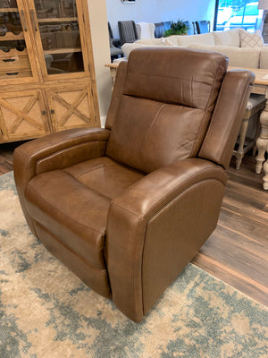 Abilene 37" Top Grain Leather Power Motion Glider Recliner - Saddle